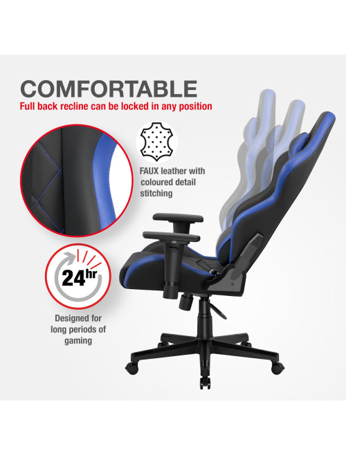 Gaming Chair Monaco Black and Blue Faux Leather Racing Chair CH-MON-BLU - enlarged view