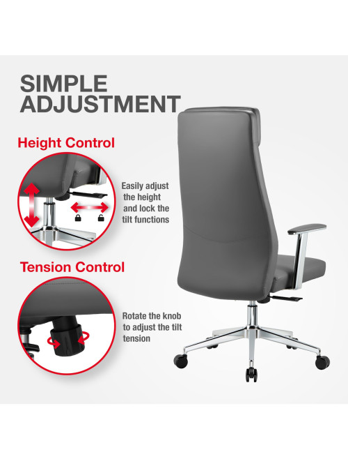 Office Chair Grey York Faux Leather Executive Chair CH-YOR-GRY - enlarged view