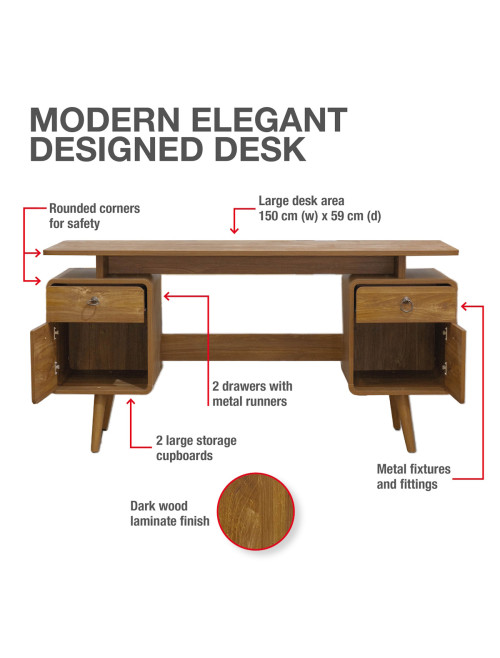 Home Office Desk Walnut Arezzo Computer Desk DSK-ARE-WAL - enlarged view