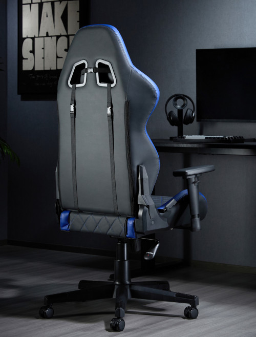 Gaming Chair Monaco Black and Blue Faux Leather Racing Chair CH-MON-BLU - enlarged view