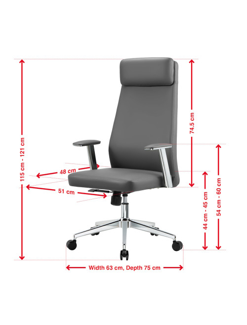 Office Chair Grey York Faux Leather Executive Chair CH-YOR-GRY - enlarged view