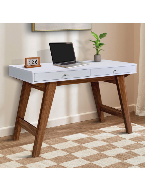 Home Office Desk White and Walnut Florence Computer Desk DSK-FLO-WW