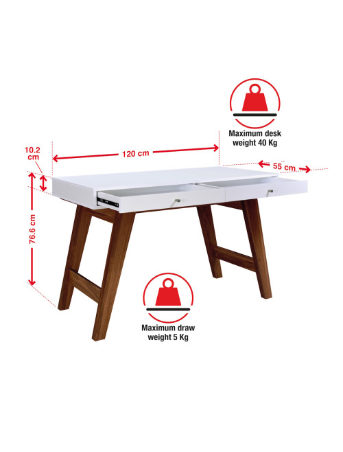 Home Office Desk White and Walnut Florence Computer Desk DSK-FLO-WW - enlarged view