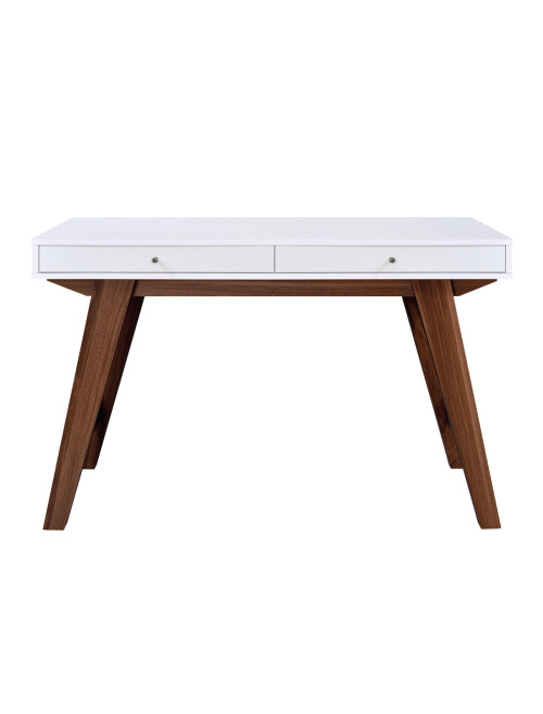 Home Office Desk White and Walnut Florence Computer Desk DSK-FLO-WW - enlarged view