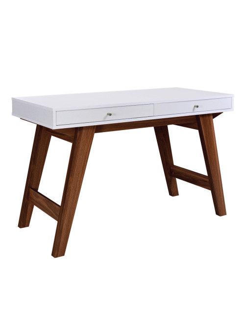 Home Office Desk White and Walnut Florence Computer Desk DSK-FLO-WW - enlarged view