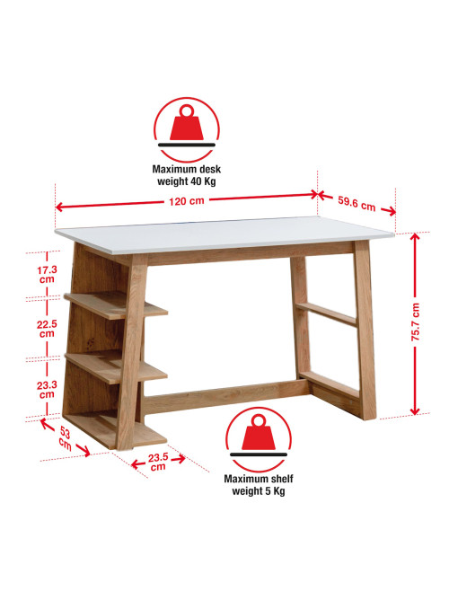 Home Office Desk White and Oak Monza Computer Desk DSK-MON-OW - enlarged view