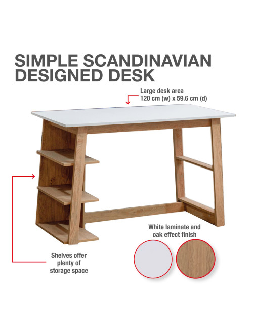 Home Office Desk White and Oak Monza Computer Desk DSK-MON-OW - enlarged view