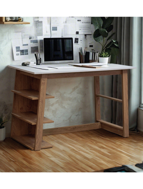 Home Office Desk White and Oak Monza Computer Desk DSK-MON-OW