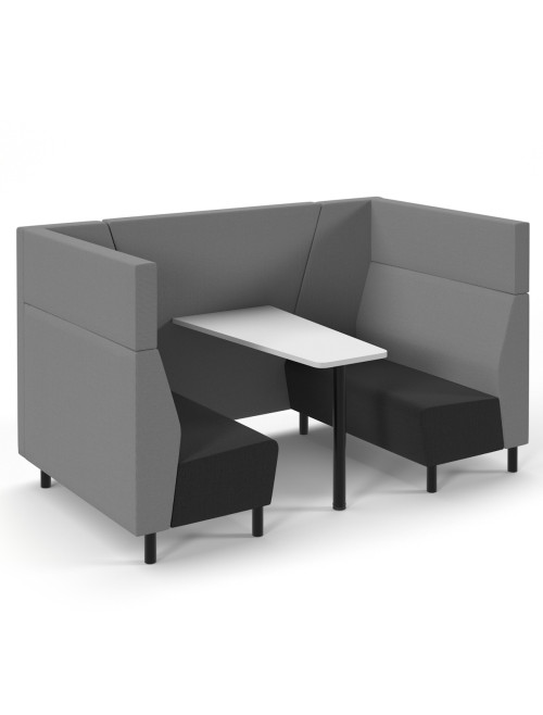Office Booth Muse 4 Person Sofa Booth with Black Seats and Grey Back MUS-POD02-K-SG - enlarged view