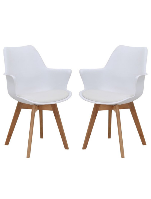 Pair of Dining Chairs Skandi White Bistro Chairs 8700