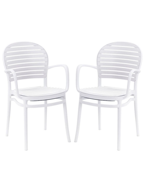 Pair of Dining Chairs Skandi White Cafe Armchairs 8600