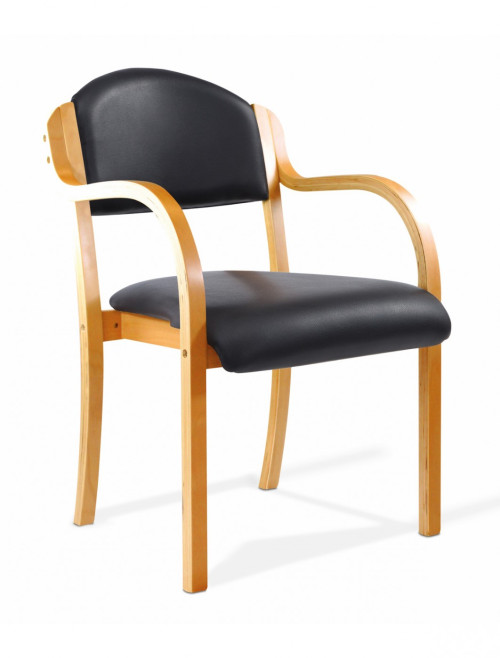 Reception Seating Black Vinyl Tahara Stackable Armchair DPA2050/A/BEBKV by Nautilus Eliza Tinsley - enlarged view