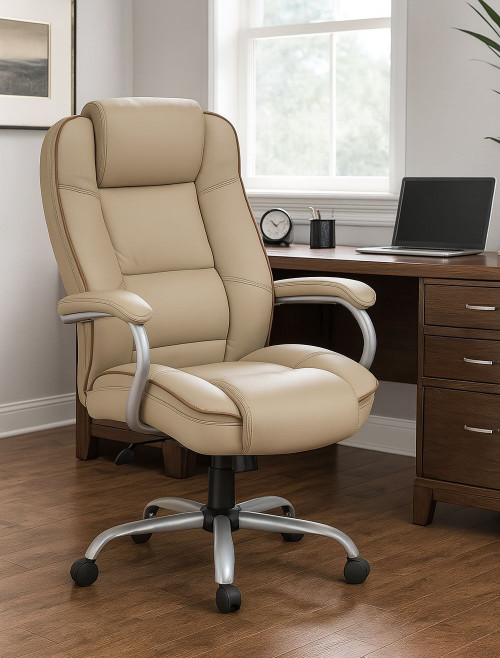 Office Chair Cream Goliath Duo Heavy Duty 24 Hour Chair 6925CRE by Teknik