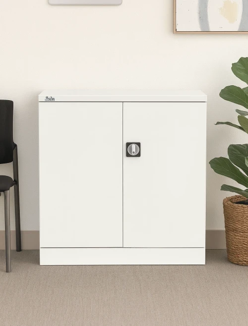 Office Storage Qube 2 Door Metal Office Cupboard White 1020mm QC1WHT