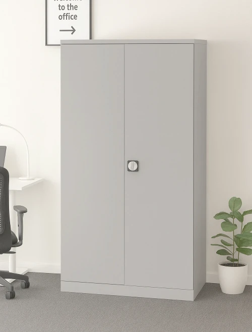 Office Storage Qube 2 Door Metal Office Cupboard Grey 1830mm QC2GRY