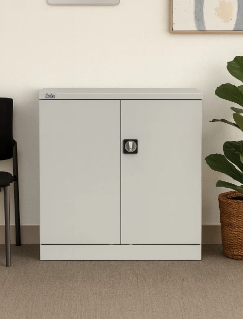 Office Storage Qube 2 Door Metal Office Cupboard Grey 1020mm QC1GRY