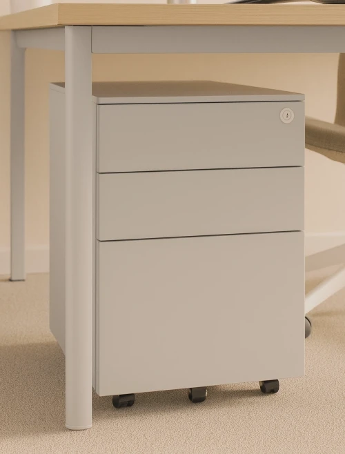 Office Storage 3 Drawer Base Mobile Steel Pedestal Silver BMSP3DSLV