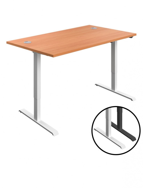 Standing Desk Beech Height Adjustable Desk 1400mm Wide ECSM1480CPBE by TC Office