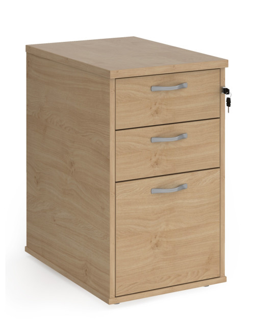 Left Ergo Kendal Oak Office Desk 1600mm Wide Maestro 25 and Desk High Pedestal EBS16LKO by Dams - enlarged view