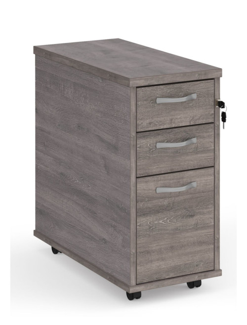 Slim Line Grey Oak Mobile Pedestal 3 drawer TNMPGO - enlarged view