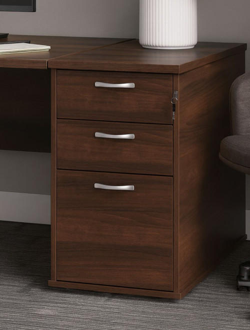 Walnut Desk High Pedestal 800mm Deep 3 Drawer Pedestal R25DH8W