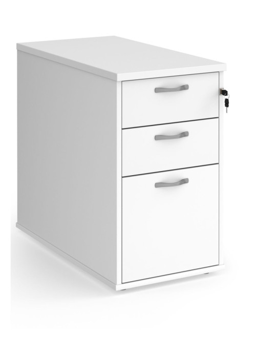 White Desk High Pedestal 800mm Deep 3 Drawer Pedestal R25DH8WH