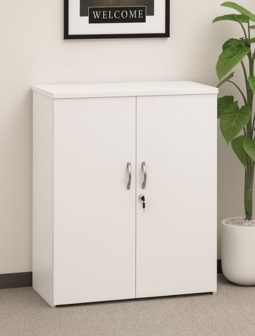 Office Cupboard White 1090mm High Storage Cupboard R1090DWH