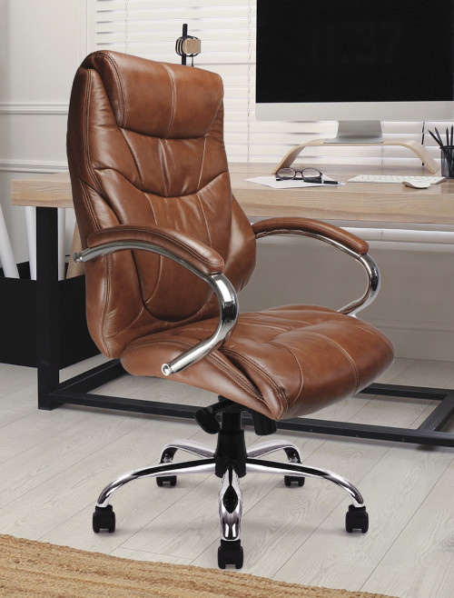 Office Chair Tan Leather Faced Sandown Executive Chair DPA617KTAG/TN by Eliza Tinsley
