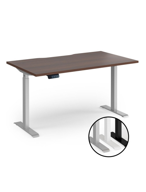 Sit Stand Desk Walnut Elev8 Contract Height Adjustable Desk 1400mm EVC-1400-S-W