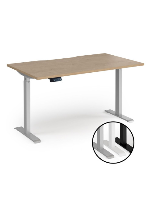 Sit Stand Desk Kendal Oak Elev8 Contract Height Adjustable Desk 1400mm EVC-1400-S-KO