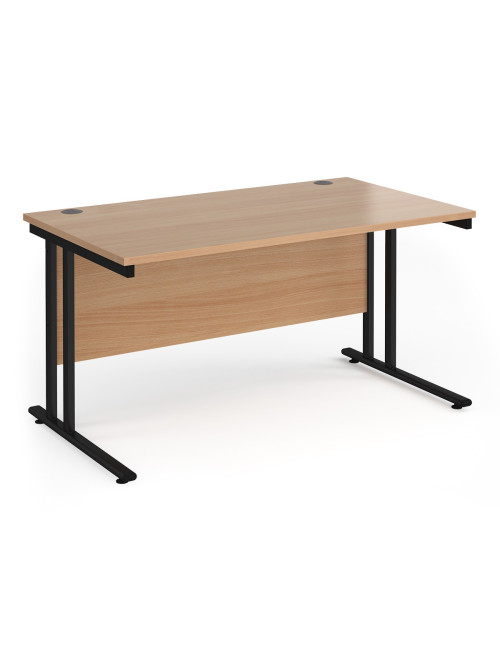 Beech Office Desk 1400mm Maestro and 3 Drawer Storage Pedestal Bundle SBS314B by Dams - enlarged view