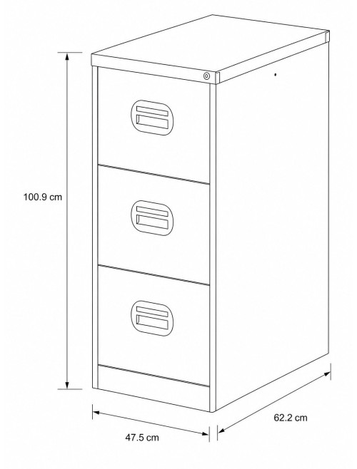 Office Storage Qube 3 Drawer Filing Cabinet Grey Q3FCGRY - enlarged view